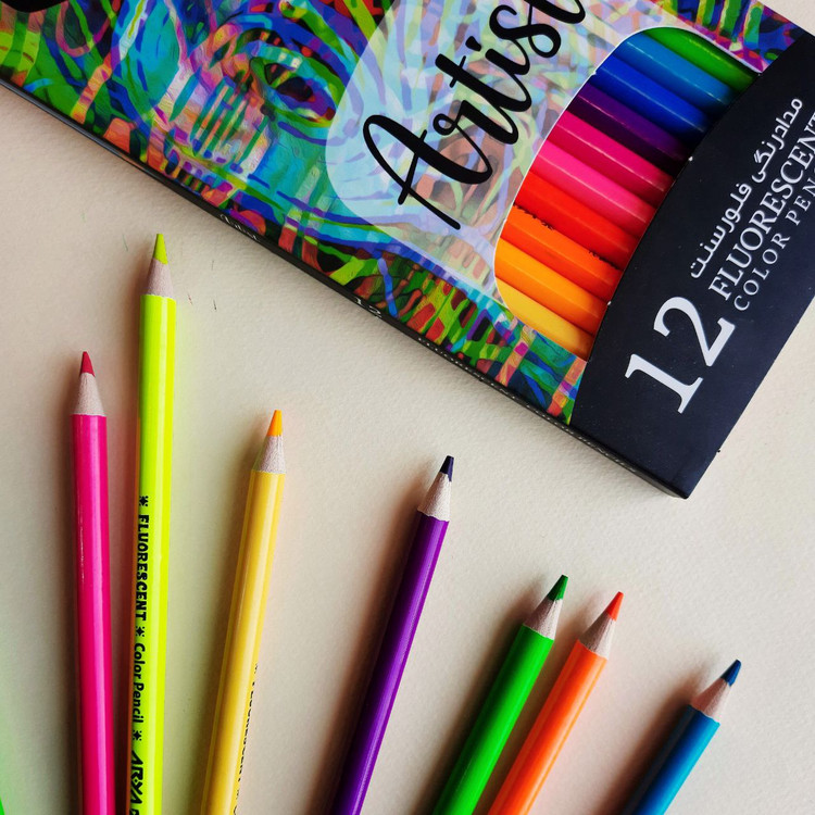 مدادرنگی 12 رنگ فلورسنت آریا آرتیست - نوشت افزار اکباتان
