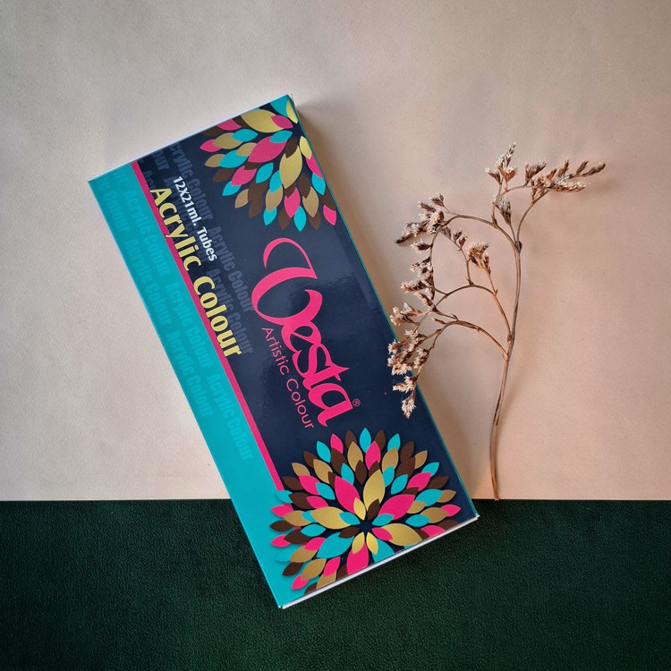 ست 12 عددی رنگ اکریلیک وستا - 21 میلی لیتر-نوشا افزار اکباتان