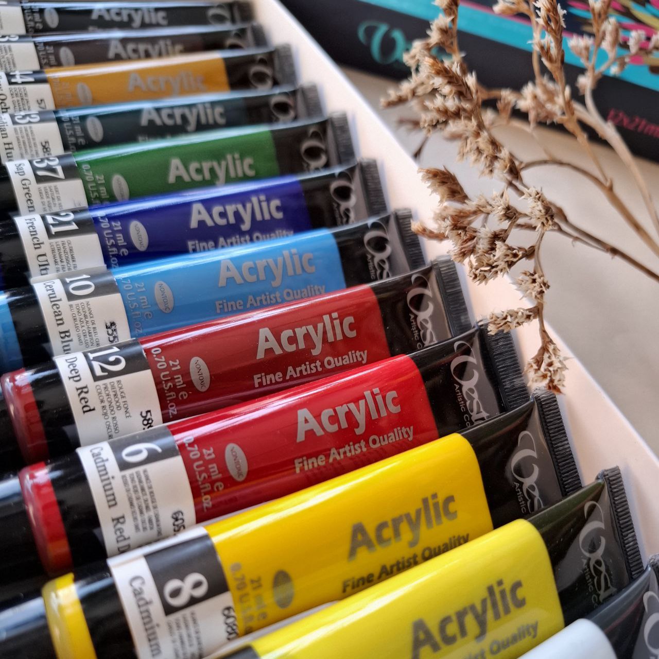 ست 12 عددی رنگ اکریلیک وستا - 21 میلی لیتر-نوشا افزار اکباتان