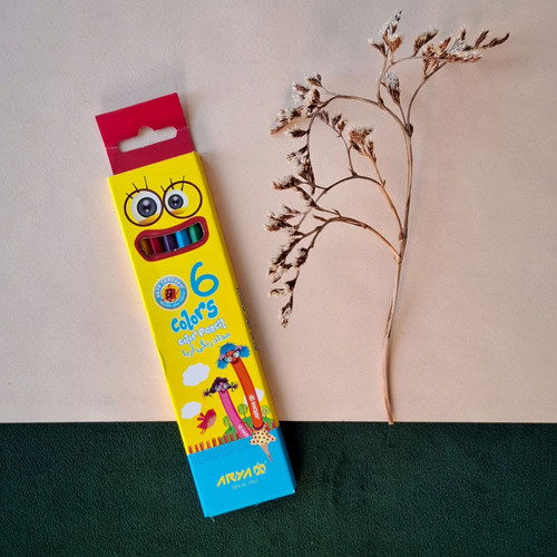 مداد رنگی 6 رنگ آریا-نوشت افزار اکباتان