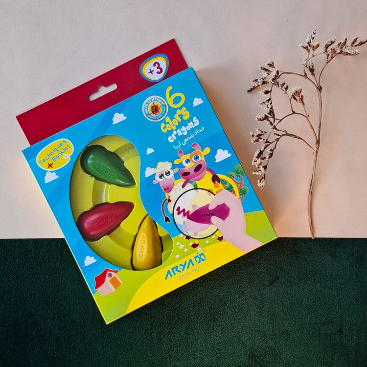 پاستل کرایون دوکی 6 رنگ مقوایی آریا-نوشت افزار اکباتان