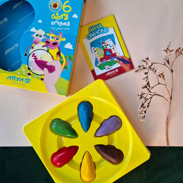 پاستل کرایون دوکی 6 رنگ مقوایی آریا-نوشت افزار اکباتان