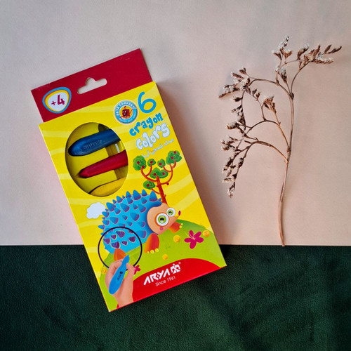 پاستل کرایون معمولی 6 رنگ مقوایی آریا- نوشت افزار اکباتان