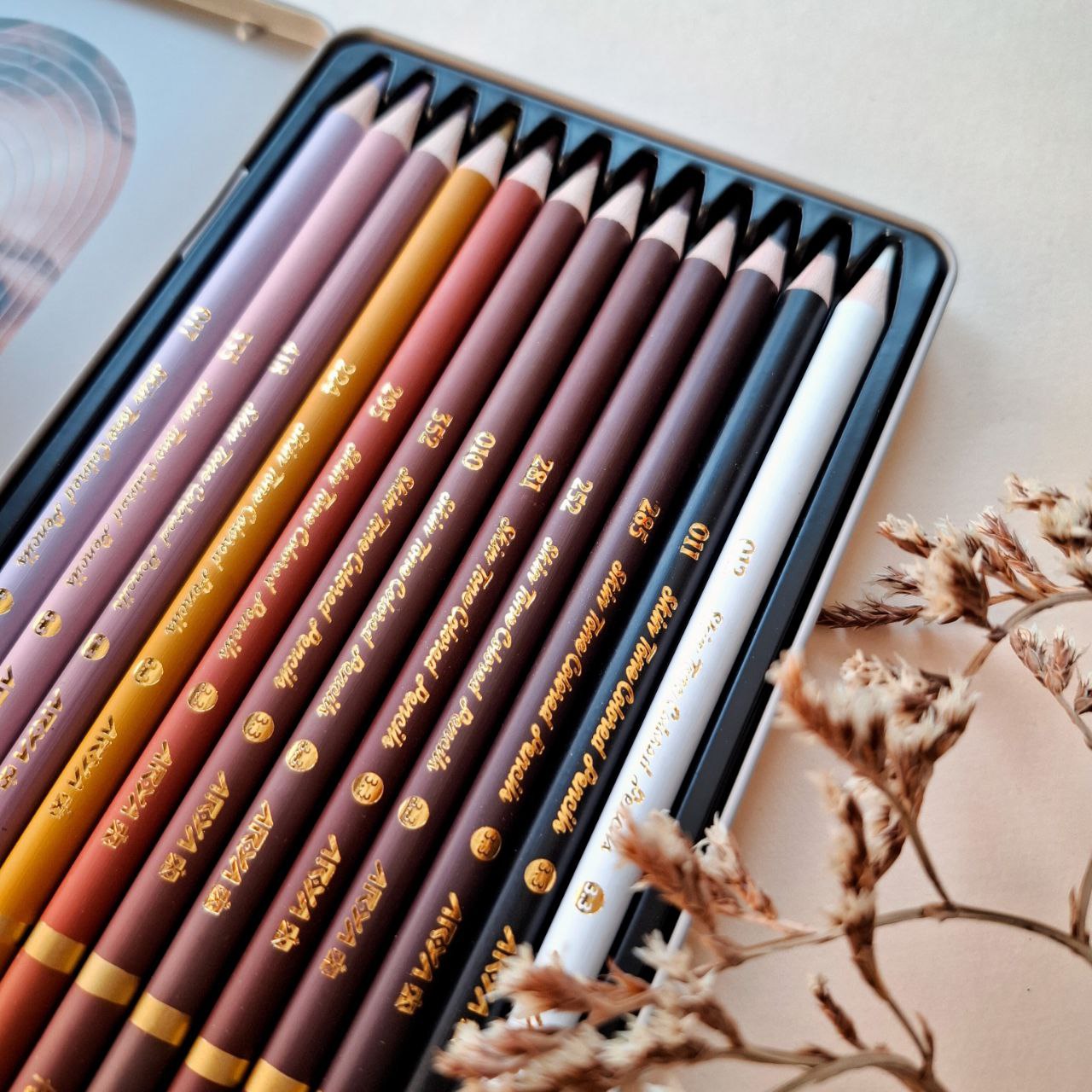 ست مداد رنگی طیف رنگ پوست تیره ۱۲ عددی آریا آرتیست