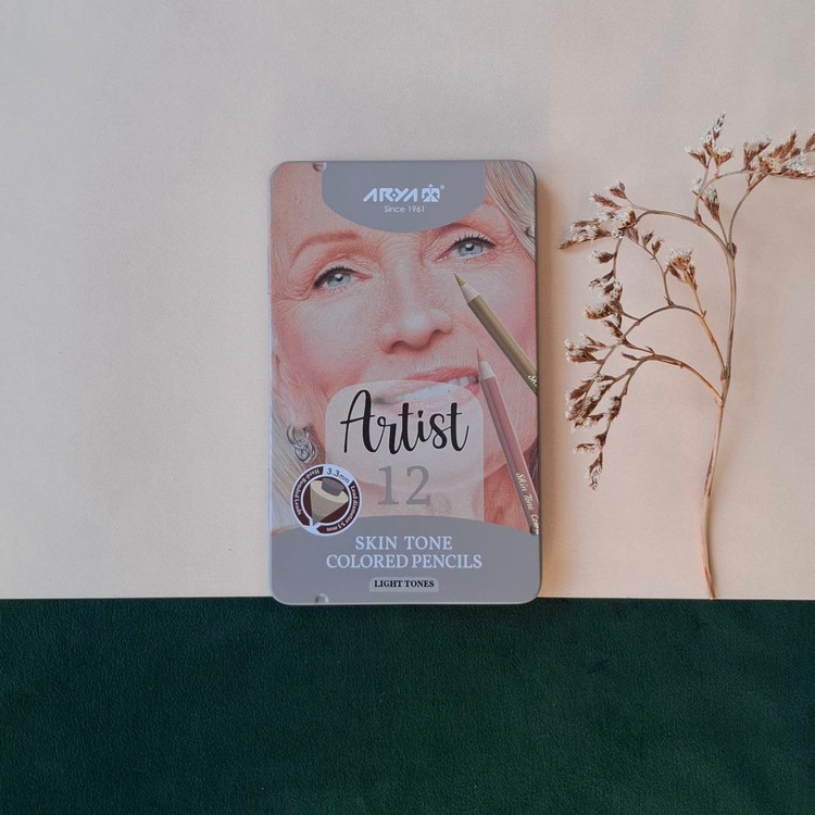 ست مداد رنگی طیف رنگ پوست روشن ۱۲ عددی آریا آرتیست