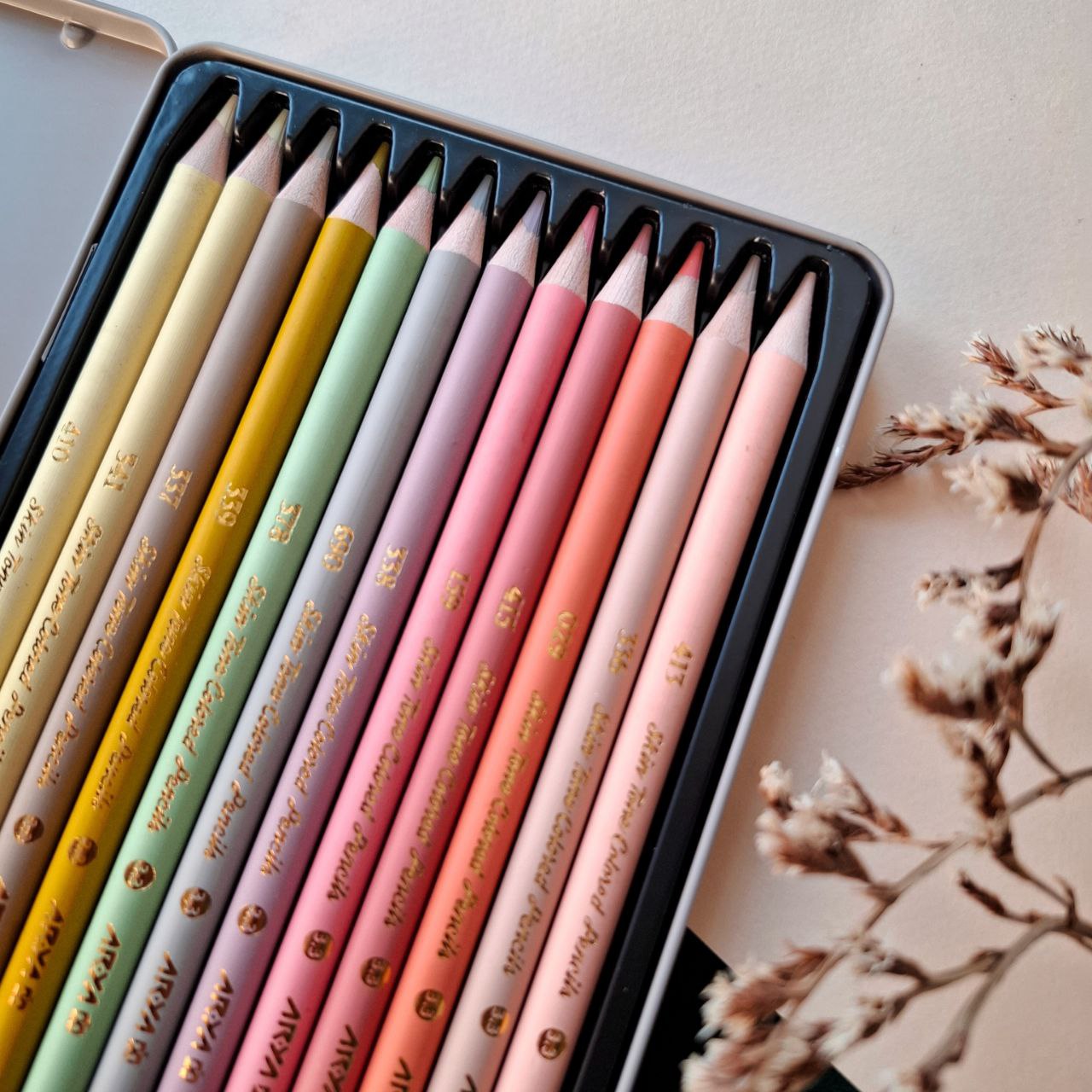 ست مداد رنگی طیف رنگ پوست روشن ۱۲ عددی آریا آرتیست